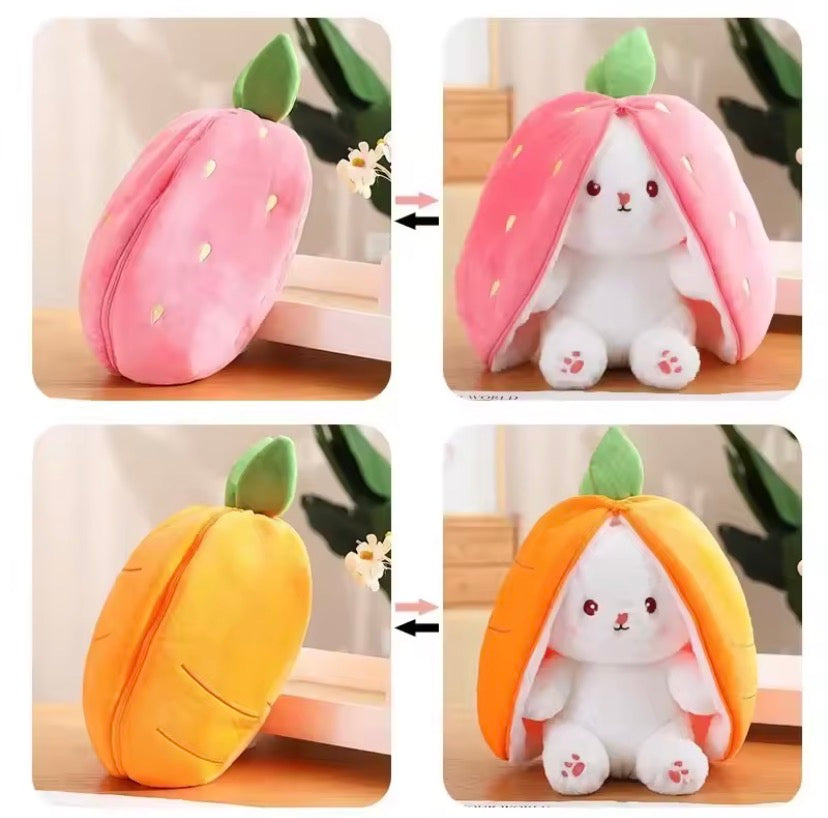 Transforming Bunny Plush (Strawberry & Carrot)