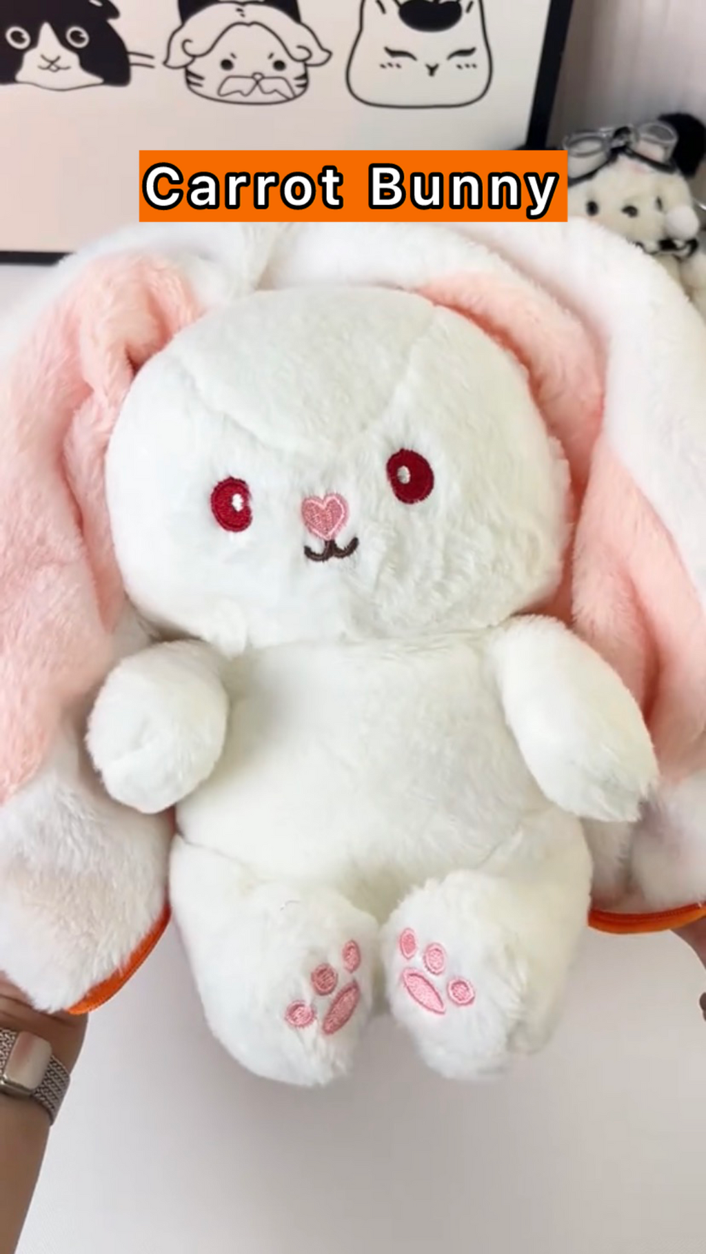 Strawberry & Carrot Reversible Bunny Plush 🥕🍓