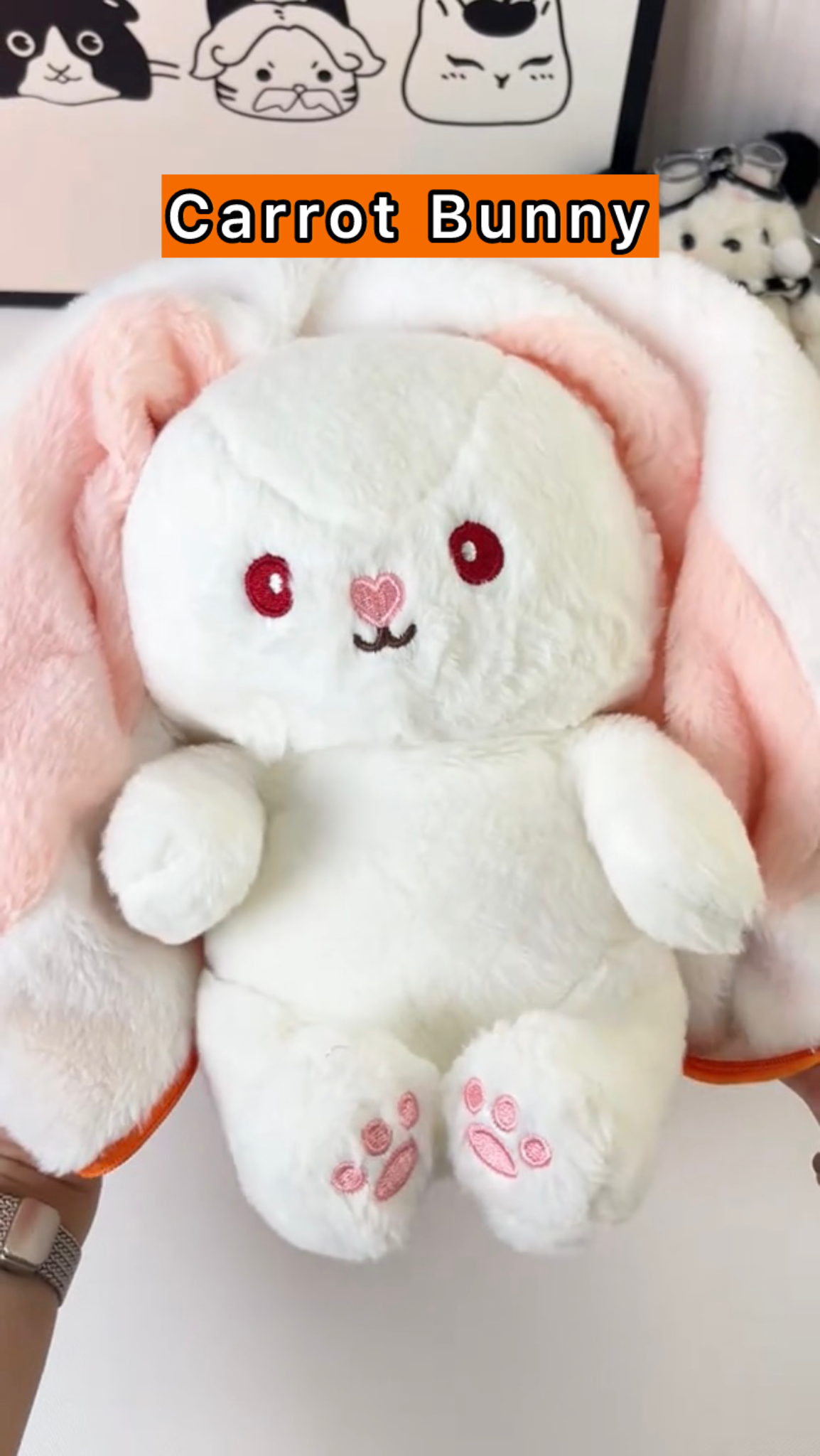 Strawberry & Carrot Reversible Bunny Plush 🥕🍓