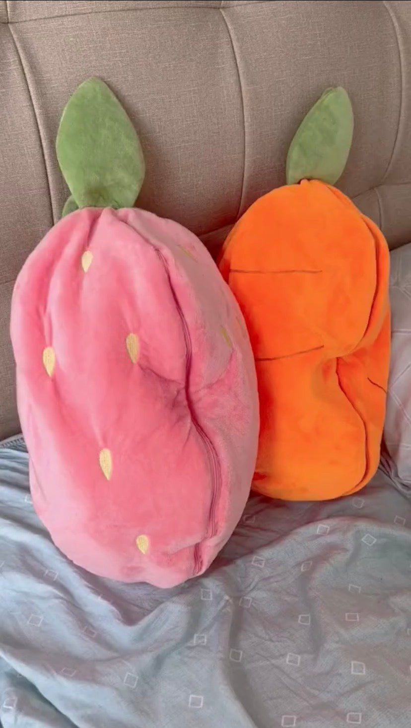 Strawberry & Carrot Reversible Bunny Plush 🥕🍓