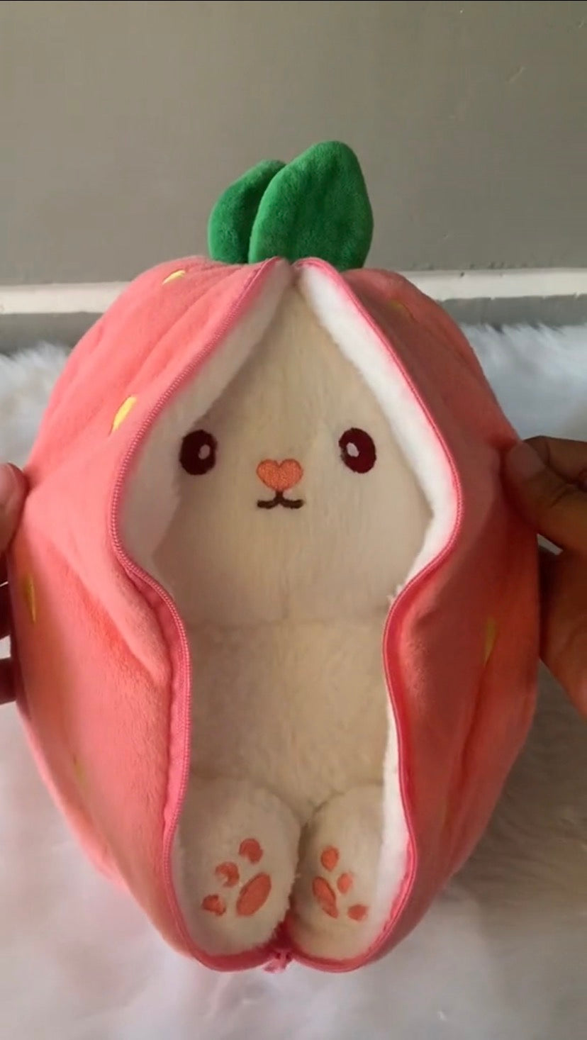 Strawberry & Carrot Reversible Bunny Plush 🥕🍓