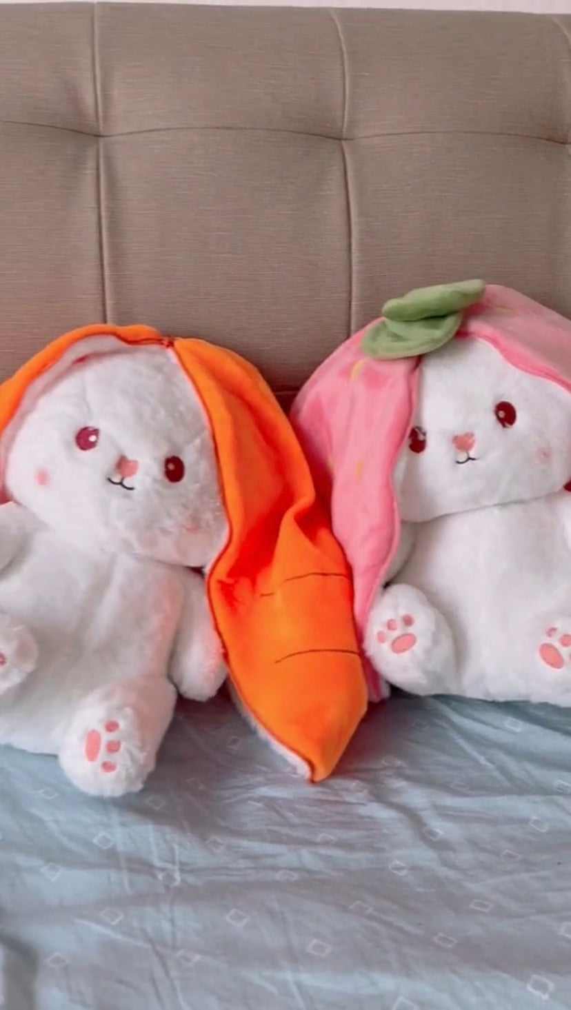 Strawberry & Carrot Reversible Bunny Plush 🥕🍓