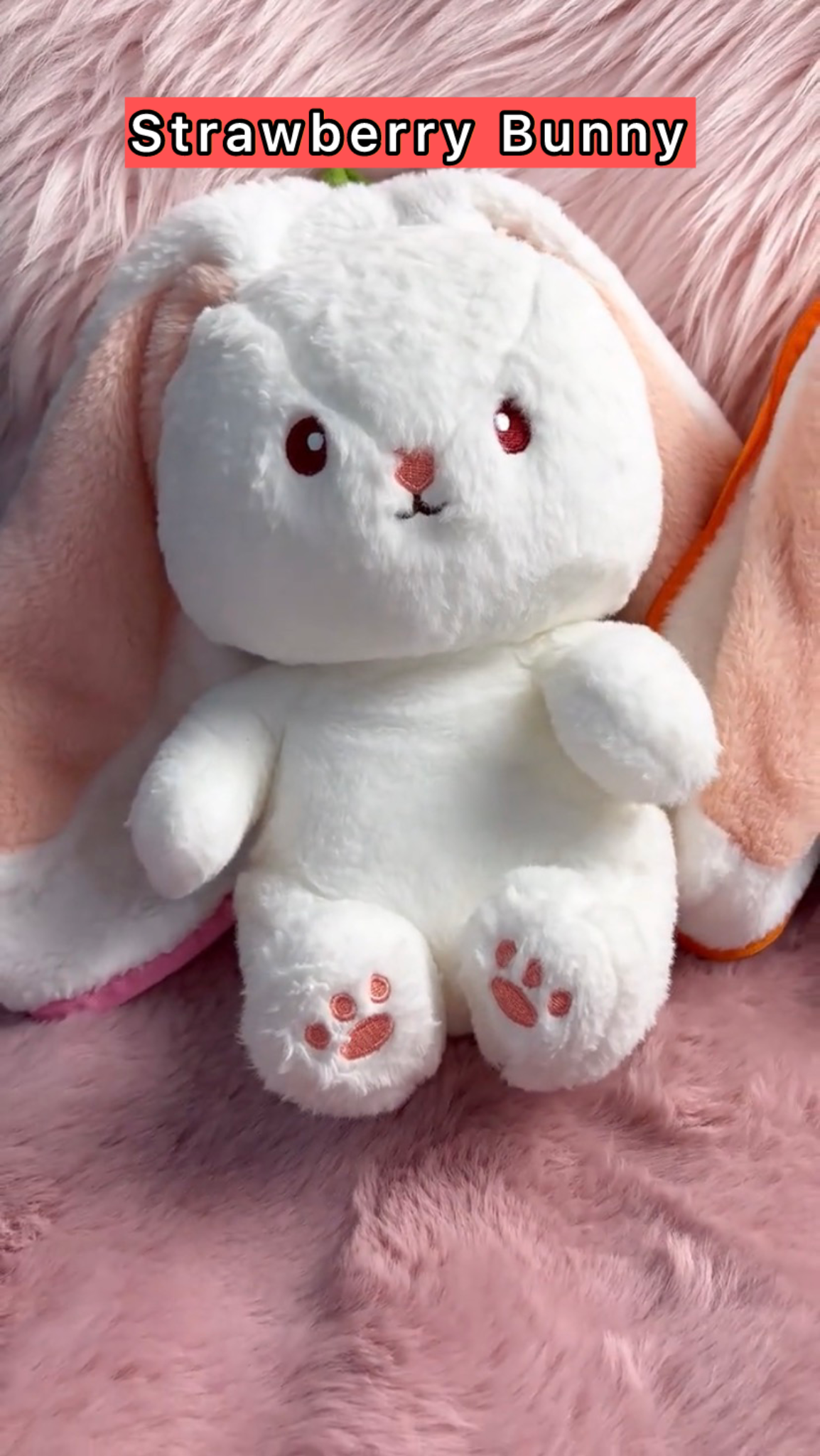Strawberry & Carrot Reversible Bunny Plush 🥕🍓